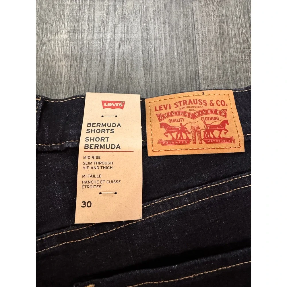 Levis Bermuda Shorts Womens 30 Dark Indigo Mid Rise Slim Fit Denim 2996900160